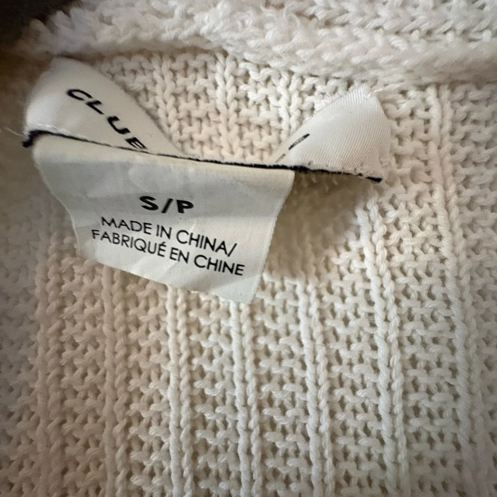 Club Monaco Cream Ribbed Open-Front Cardigan - Picture 3 of 4